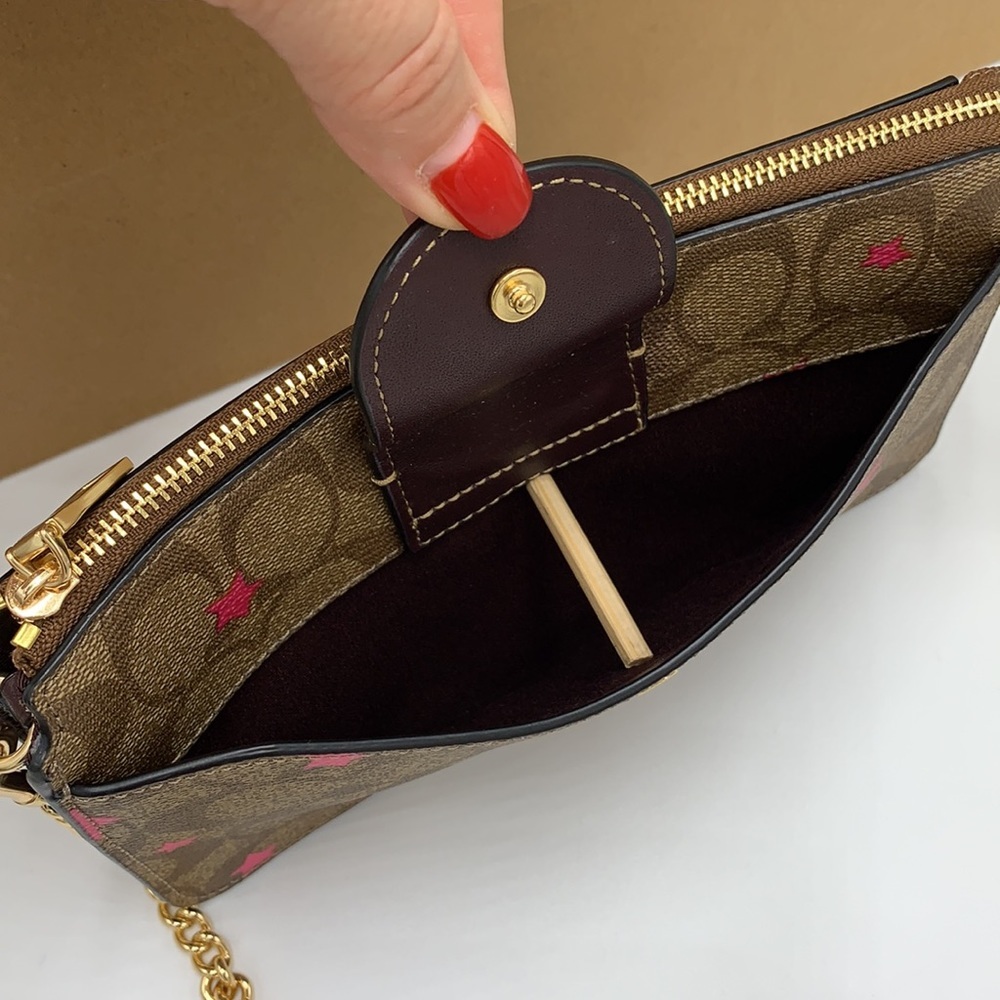 COACH NWT Poppy Crossbody With Card Case In Signature Canvas With Disco Star - Picture 13 of 16